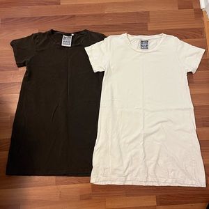 Jungmaven Rae Line Dress - Espresso Brown and Washed White - medium (pair)